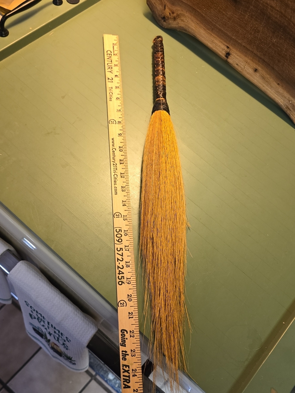 Vintage Handmade Straw Broom -